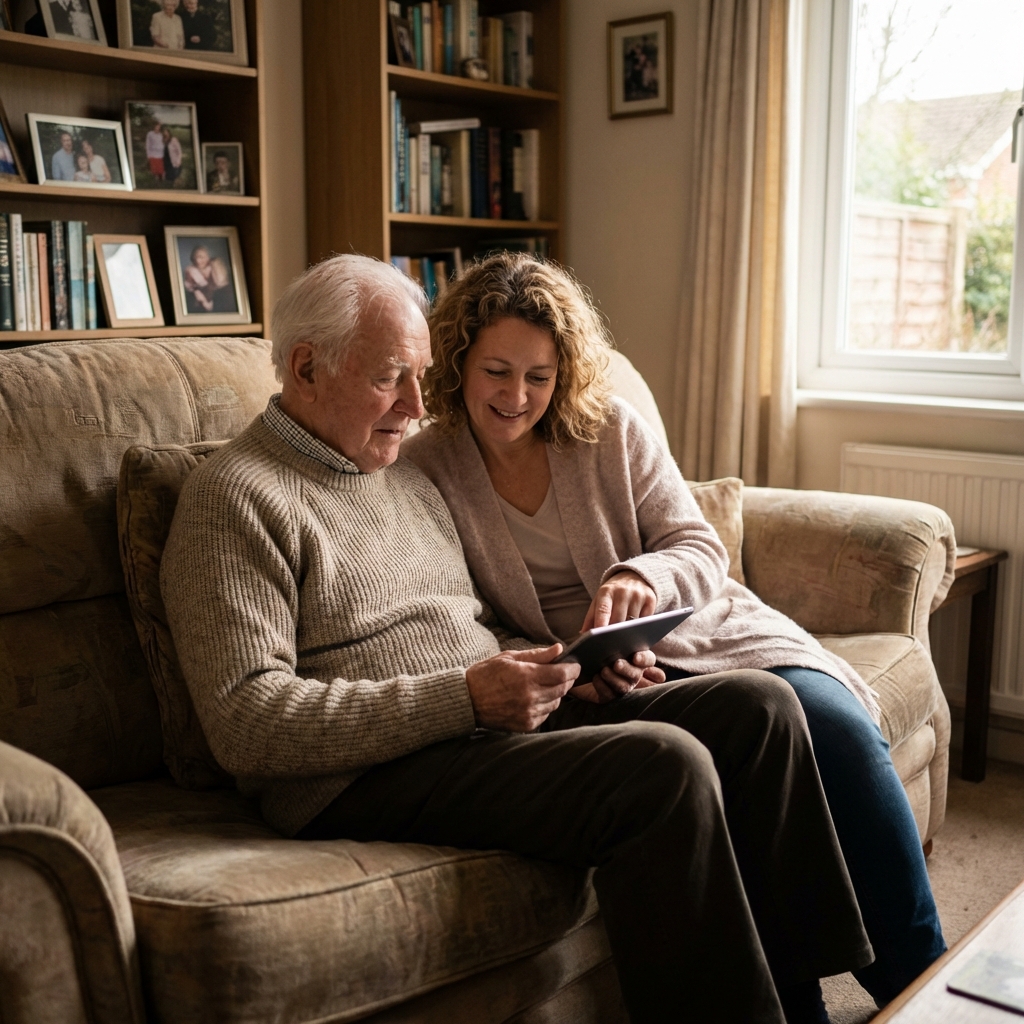 Caregiver helping senior